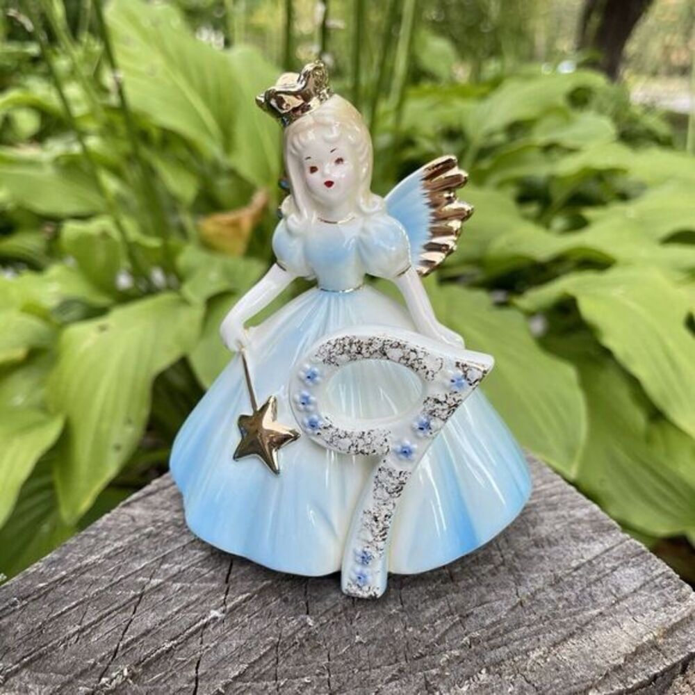 Josef Originals Dakin Birthday Angel‎ 9 Year Old Porcelain Figurine Vintage Blue